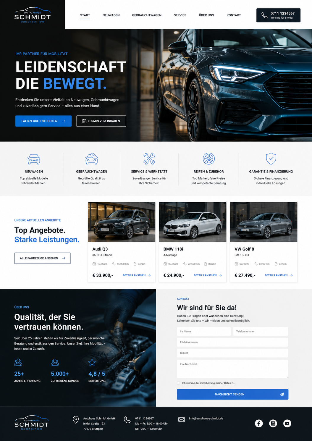 Website-Projekt Autohaus Schmidt in Ingolstadt