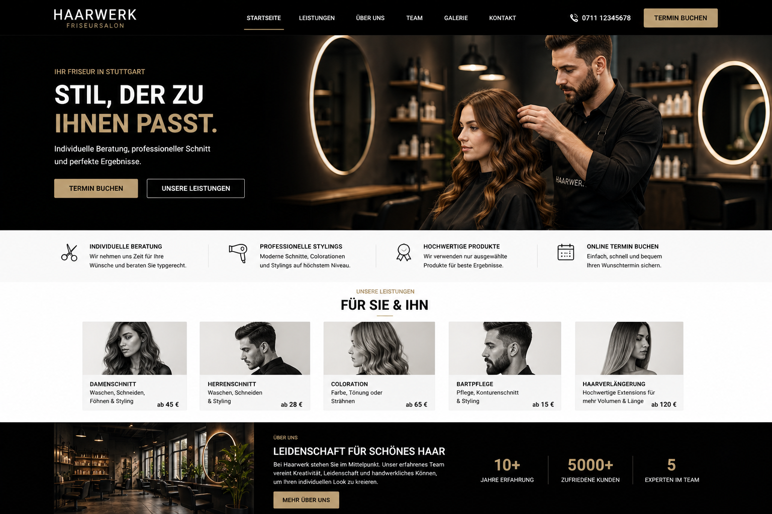 Website-Projekt Haarwerk Friseursalon in Ulm