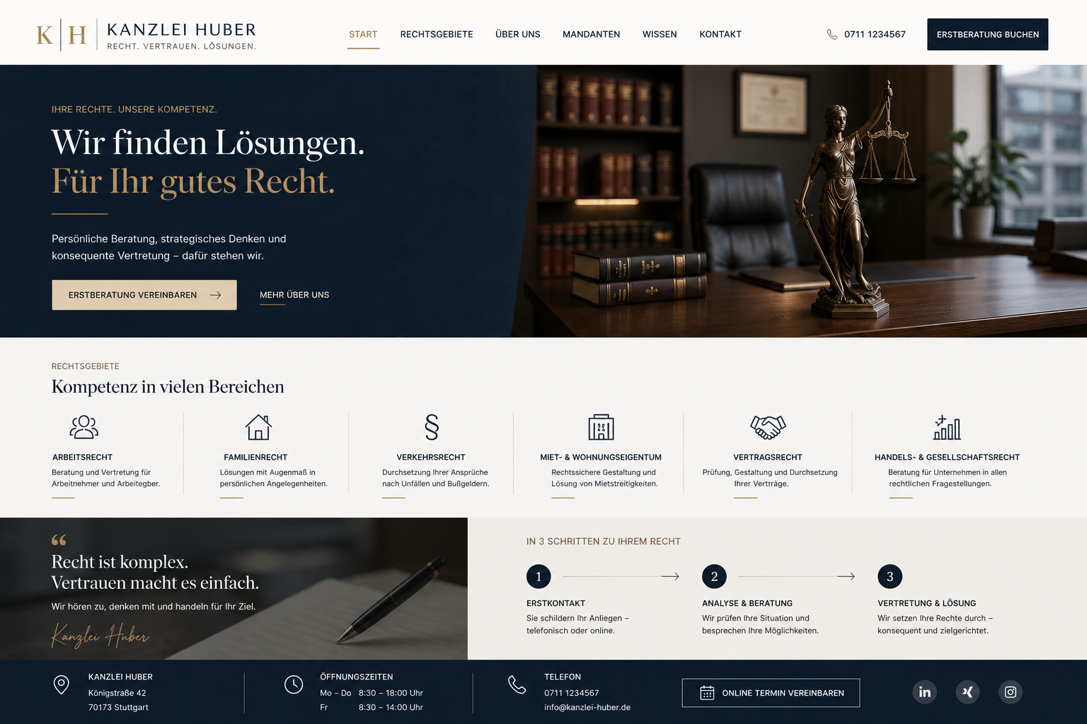 Website-Projekt Kanzlei Huber Rechtsanwälte in Heilbronn