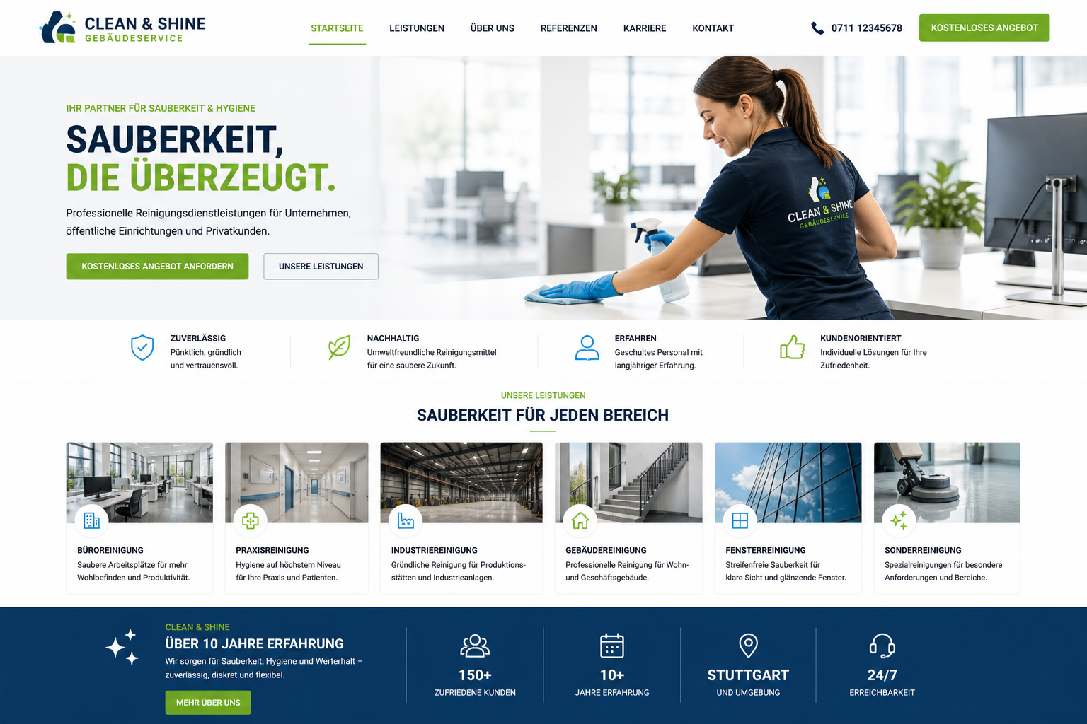 Website-Projekt Clean & Shine Gebäudeservice in Stuttgart
